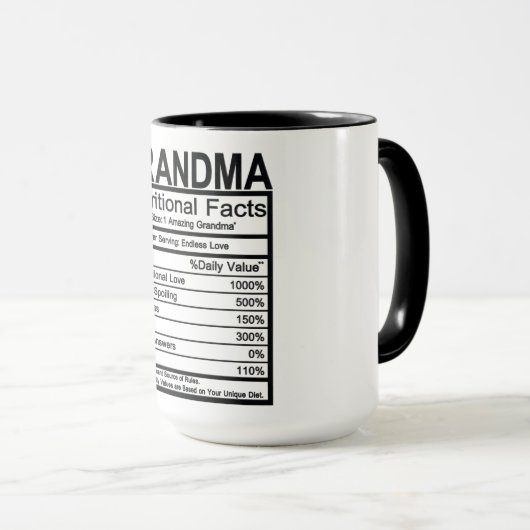 Mug Grandma - Faits nutritionnels (Devant droit)