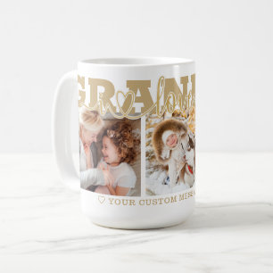 Mug GRANDMA I Love You 3 Photo Collage Gold