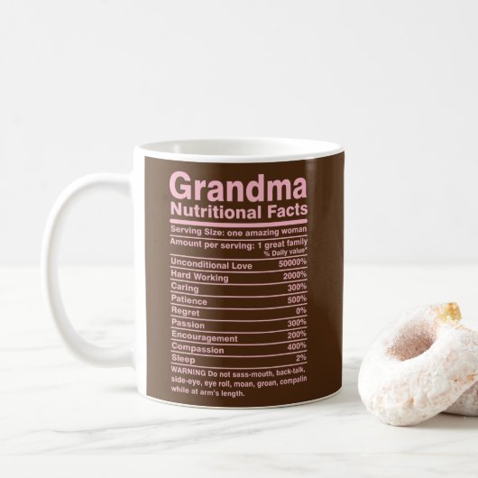 Mug Grandma Nutritionfaits Funny Mother Day (Avec donut)