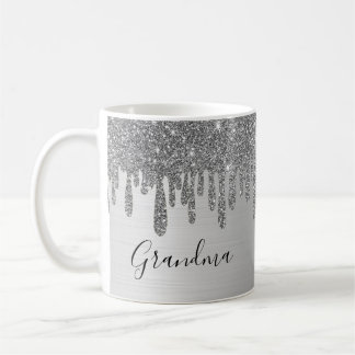 Mug Grandma Parties scintillant en argent