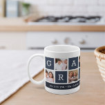 Mug Grandma Photo Collage & Grandchildren Noms<br><div class="desc">Créez un doux souvenir pour une grand-mère bien-aimée cette Fête des Mères ou Fête des Grands-Parents. Ce design simple comprend sept de vos photos préférées de carré ou Instagram, disposées en un montage avec des carrés alternatifs en bleu marine, avec pour slogan "Grand-mère". Personnalisez avec les photos préférées de ses...</div>