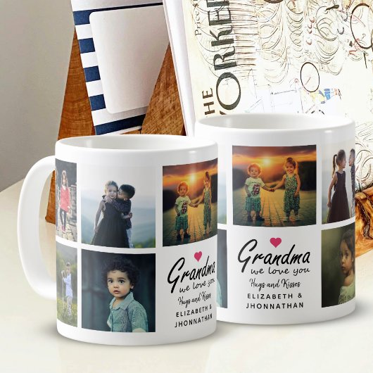 Mug Grandma we love you Script Grandkids Photo Collage