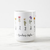 Mug Grandma's Garden Custom 9 Noms Script Fleur sauvag (Centre)