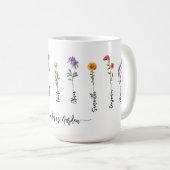 Mug Grandma's Garden Custom 9 Noms Script Fleur sauvag (Devant droit)