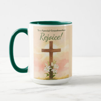 Mug Grandmother Easter Rejoice Cross and Lilies