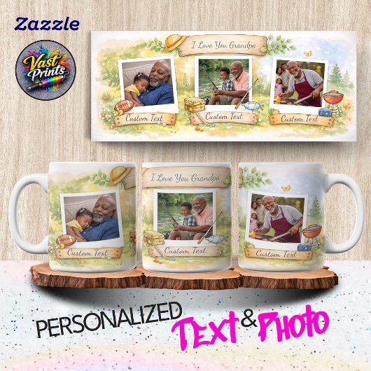 Mug Grandpa's Favorite Activities Custom Text Photo