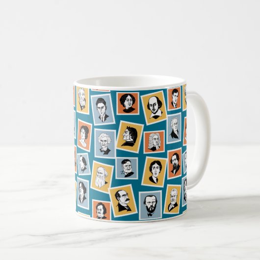 Mug Grands écrivains, poètes et dramaturges sur timbre (Devant droit)