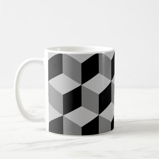 Mug Grands noir et gris de motif de cube (Gauche)