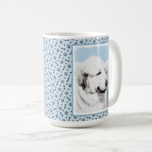 Mug Grands Pyrénées peignant - art original de chien (Devant droit)