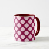 Mug Grands rétros points - Bourgogne et rose de (Devant droit)
