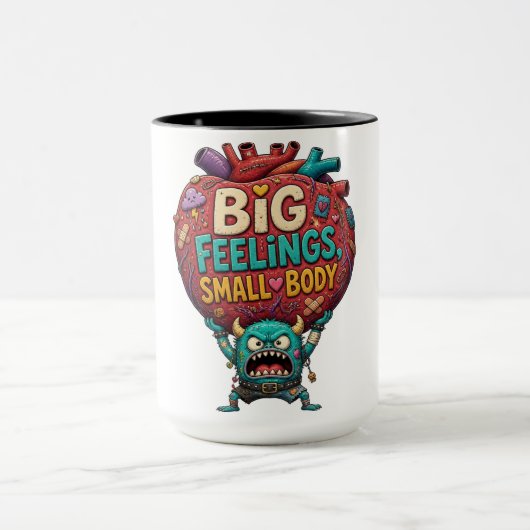 Mug Grands sentiments, petit corps – Drôle de monstre (Centre)