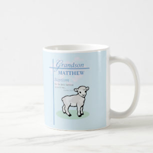 Mug Grandson Baptême Blue Boy Lamb Personnalisé