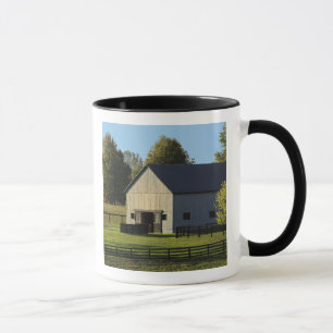 Mug Grange dans une ferme de chevaux pur-sang au lever