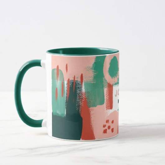 Mug Graphique abstrait moderne rouge, rose + vert joye (Gauche)