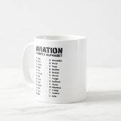Mug Graphique alphabétique phonétique de l'aviation (Devant gauche)