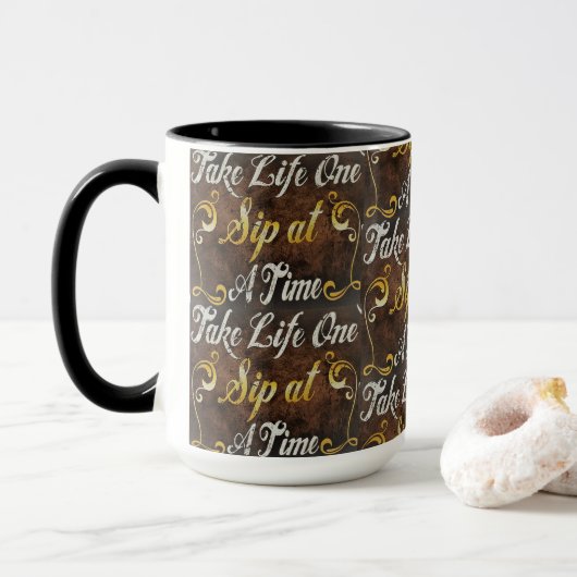 Mug Graphique Art "Une gorgée à la fois" (Avec donut)