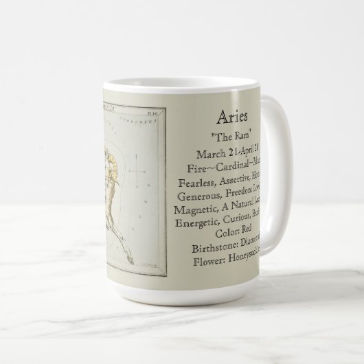 Mug Graphique astronomique antique d'Aries Zodiac (Devant droit)