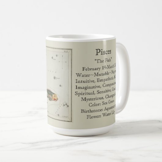 Mug Graphique astronomique antique de Pisces Zodiac (Devant droit)