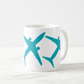 Mug Graphique Avion en Bleu Aqua (Devant droit)
