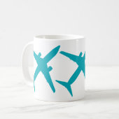 Mug Graphique Avion en Bleu Aqua (Devant gauche)