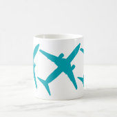 Mug Graphique Avion en Bleu Aqua (Centre)