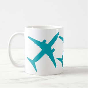 Mug Graphique Avion en Bleu Aqua