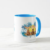 Mug Graphique bleu de palmier de groupe (Devant droit)