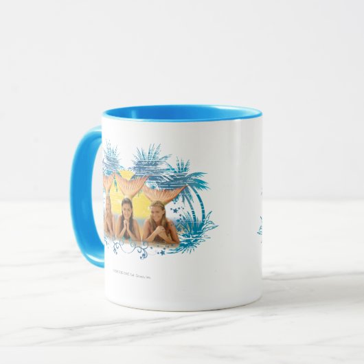 Mug Graphique bleu de palmier de groupe (Devant gauche)