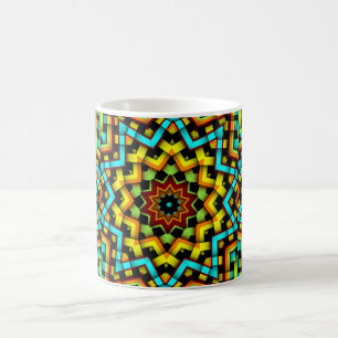 Mug Graphique Coloré Géométrique Bleu Jaune Étoile Caf