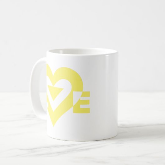 Mug Graphique d'amour cool, Jaune (Devant gauche)