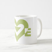 Mug Graphique d'amour cool, Vert Sage (Devant droit)