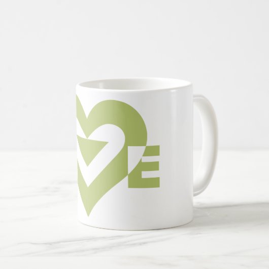 Mug Graphique d'amour cool, Vert Sage (Devant droit)