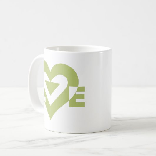 Mug Graphique d'amour cool, Vert Sage (Devant gauche)