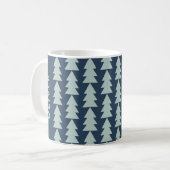 Mug Graphique d'arbre de Noël bleu géométrique moderne (Devant gauche)