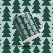 Mug Graphique d'arbre de Noël vert bleu géométrique mo