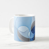 Mug Graphique d'art fractal gris bleu Abstrait moderne (Devant gauche)