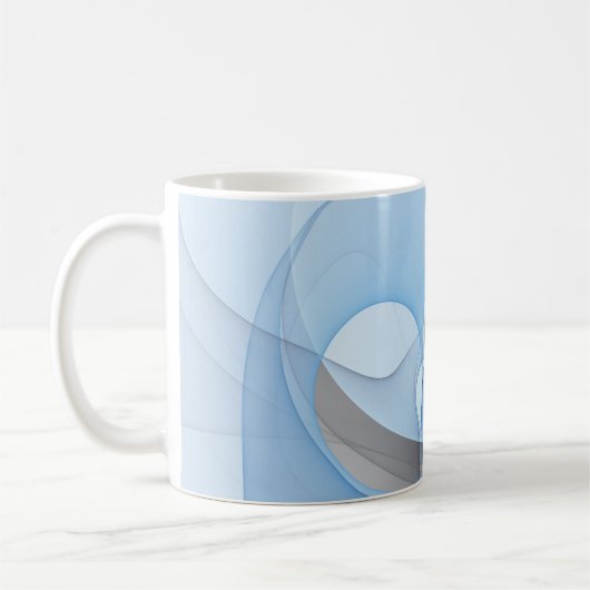 Mug Graphique d'art fractal gris bleu Abstrait moderne (Gauche)