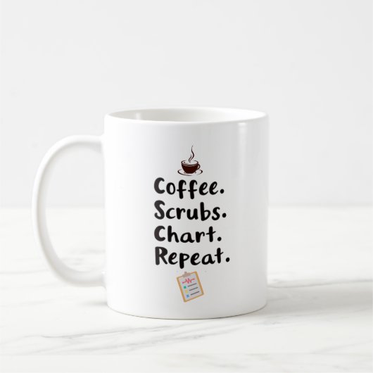 Mug Graphique de café et de tenue de soins à répéter (Gauche)