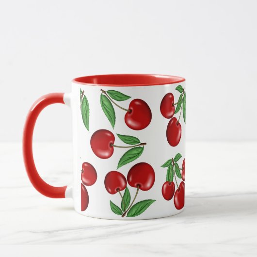 Mug Graphique de cerises rouges sur tout le Motif (Gauche)