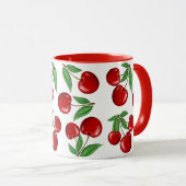 Mug Graphique de cerises rouges sur tout le Motif (Devant droit)
