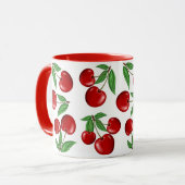 Mug Graphique de cerises rouges sur tout le Motif (Devant gauche)