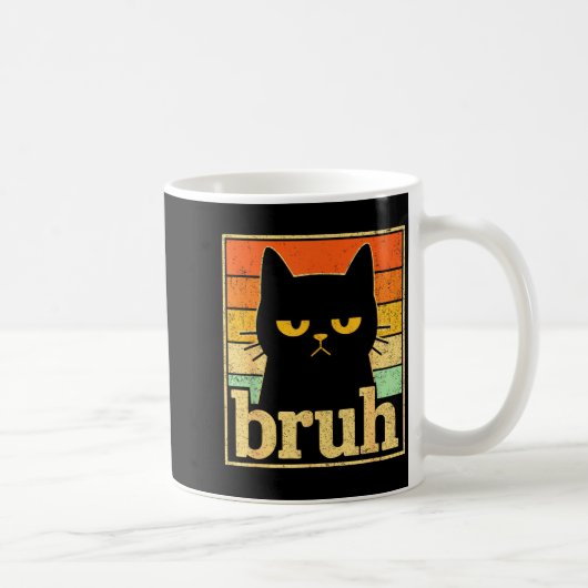 Mug Graphique de Mème de Chat Bruh – Mème Rétro de Cha (Droite)