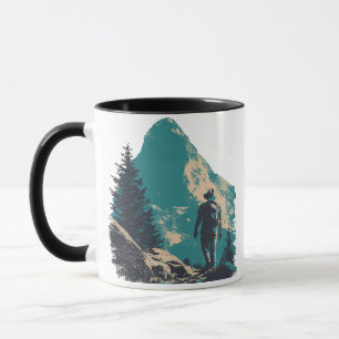 Mug Graphique de randonneur minimaliste en montagne -
