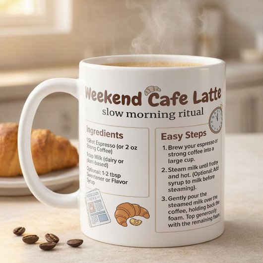 Mug Graphique de recette de latte de week-end pour caf