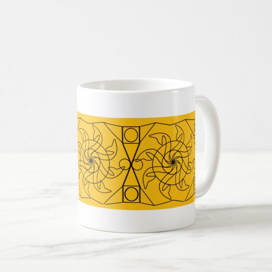 Mug - Graphique de roue à eau sur orange (Devant droit)