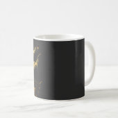 Mug Graphique Élégant Chat Noir et Or Texturé (Devant droit)