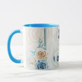 Mug Graphique floral bleu et Turquoise, "Revitalisant  (Gauche)