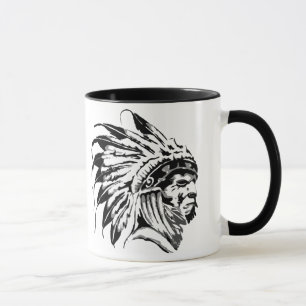 MUG GRAPHIQUE NOIR ET BLANC NATIF AMÉRICAIN