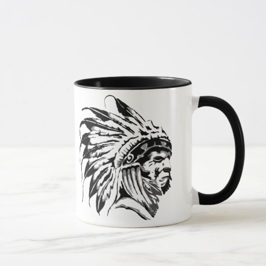 MUG GRAPHIQUE NOIR ET BLANC NATIF AMÉRICAIN (Droite)