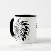 MUG GRAPHIQUE NOIR ET BLANC NATIF AMÉRICAIN (Devant gauche)